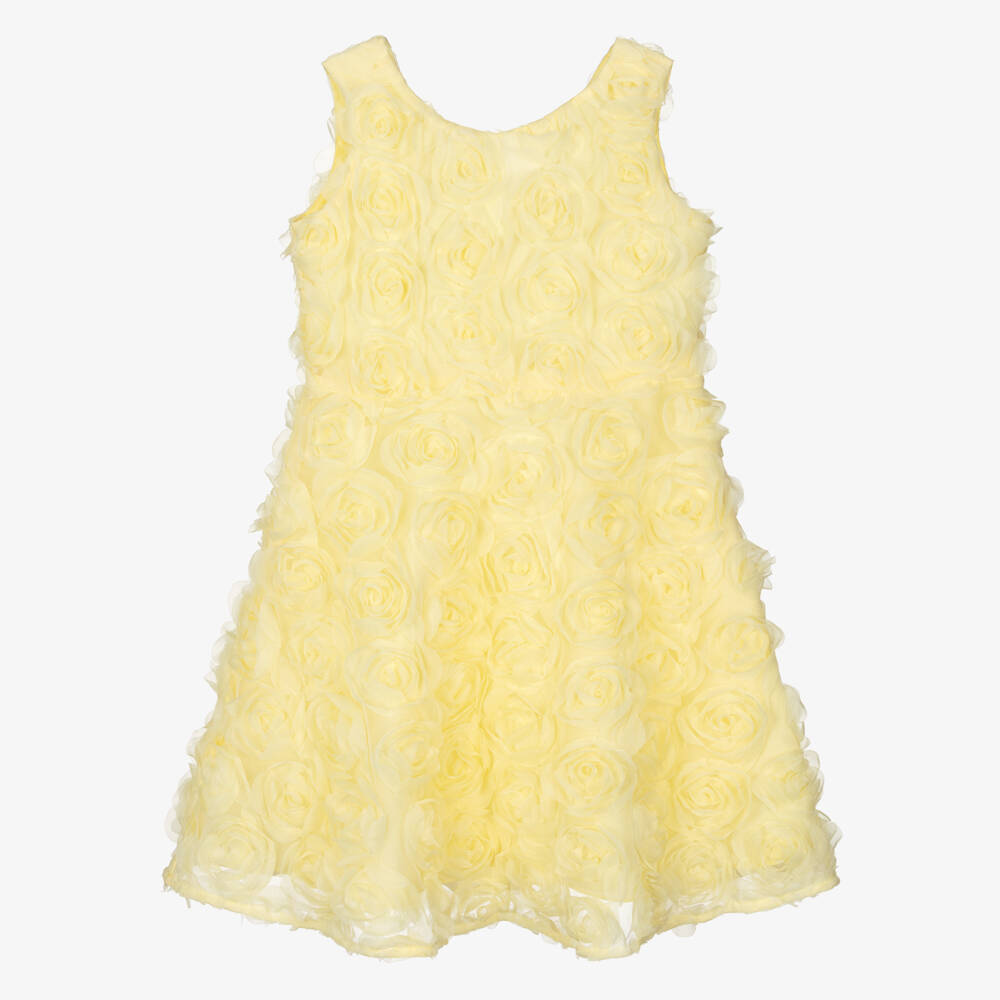 couture by Elsy-Girls Yellow Tulle Roses Dress | Childrensalon