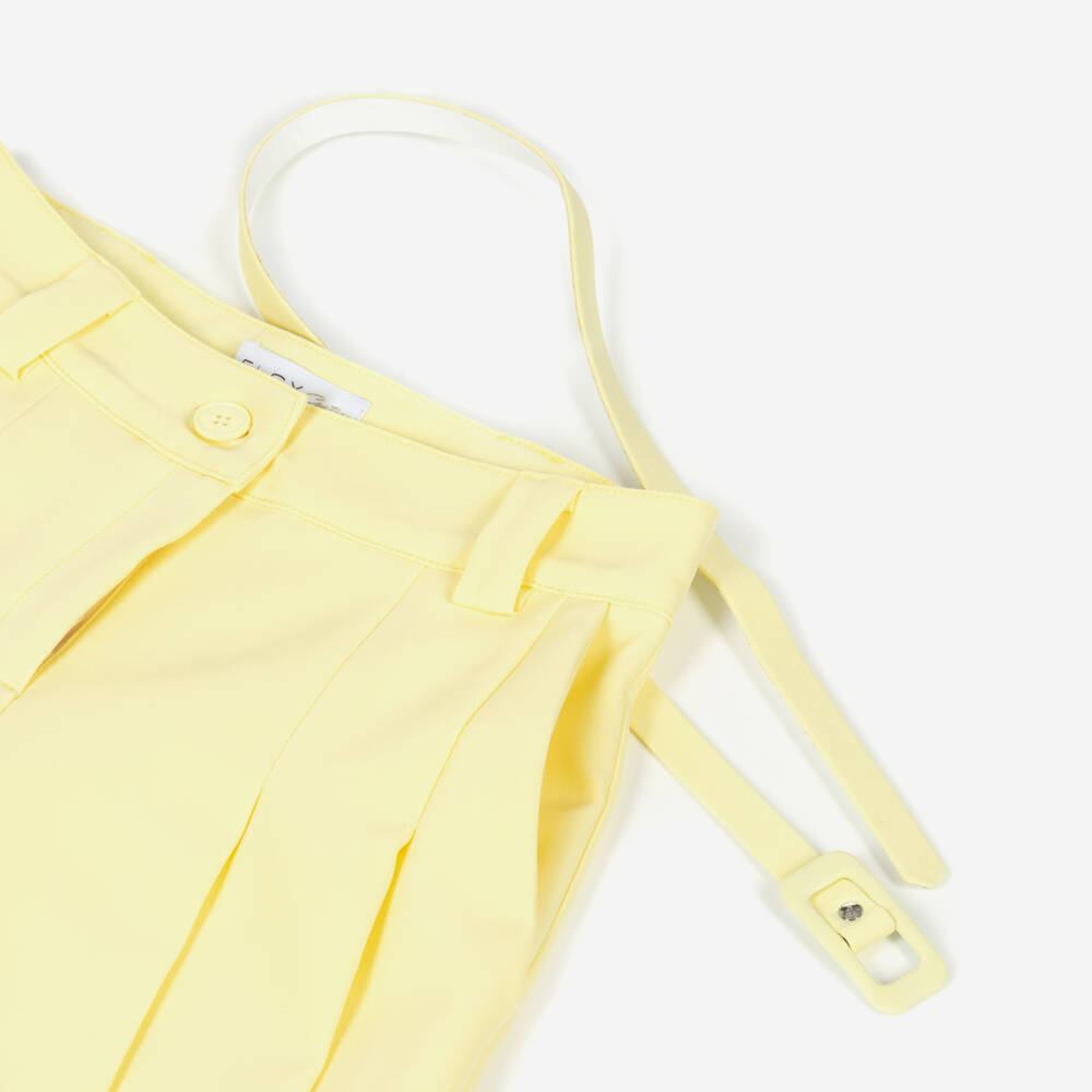 couture by Elsy-Girls Yellow Wide Leg Pleated Trousers | Childrensalon