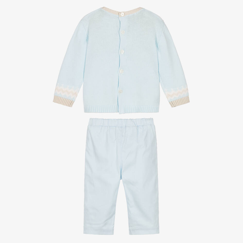 Emile et Rose-Baby Boys Blue Fair Isle Sweater & Trouser Set | Childrensalon