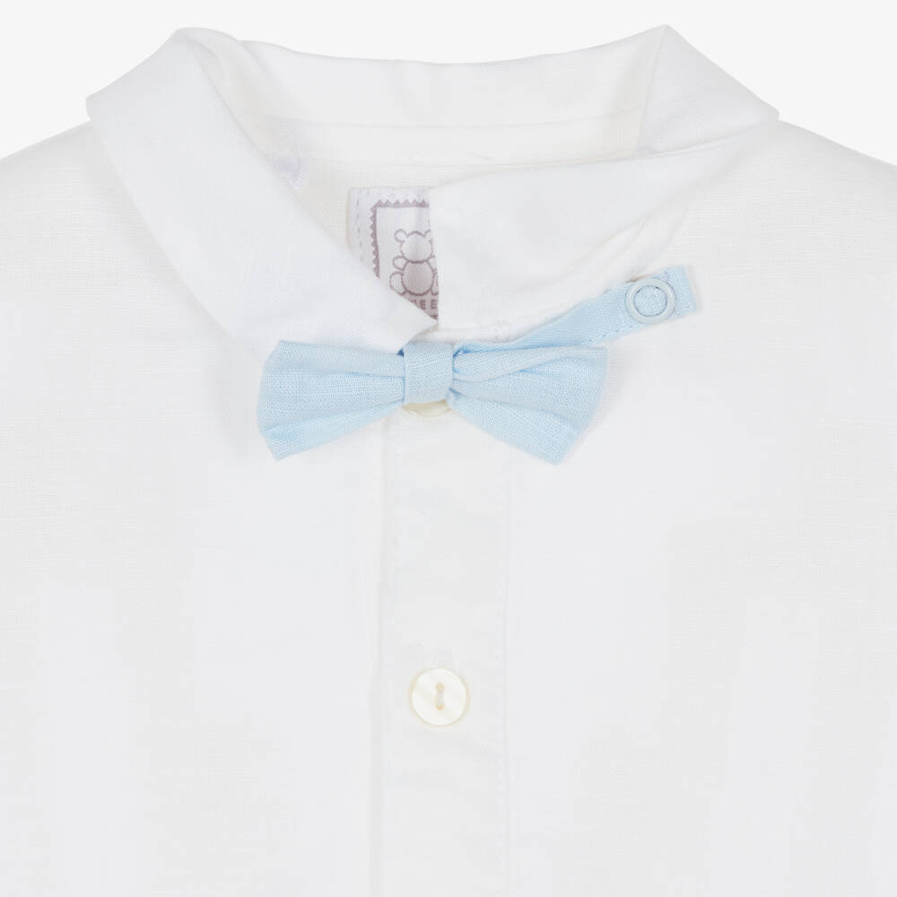 Emile et Rose-Baby Boys Blue Linen & Cotton Waistcoat Suit | Childrensalon