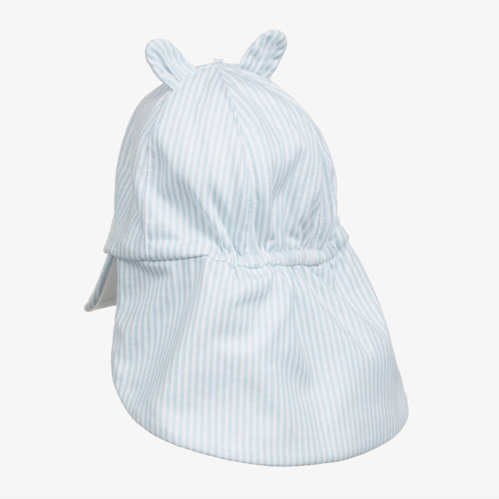 Emile et Rose-Baby Boys Blue Striped Cotton Sun Hat | Childrensalon