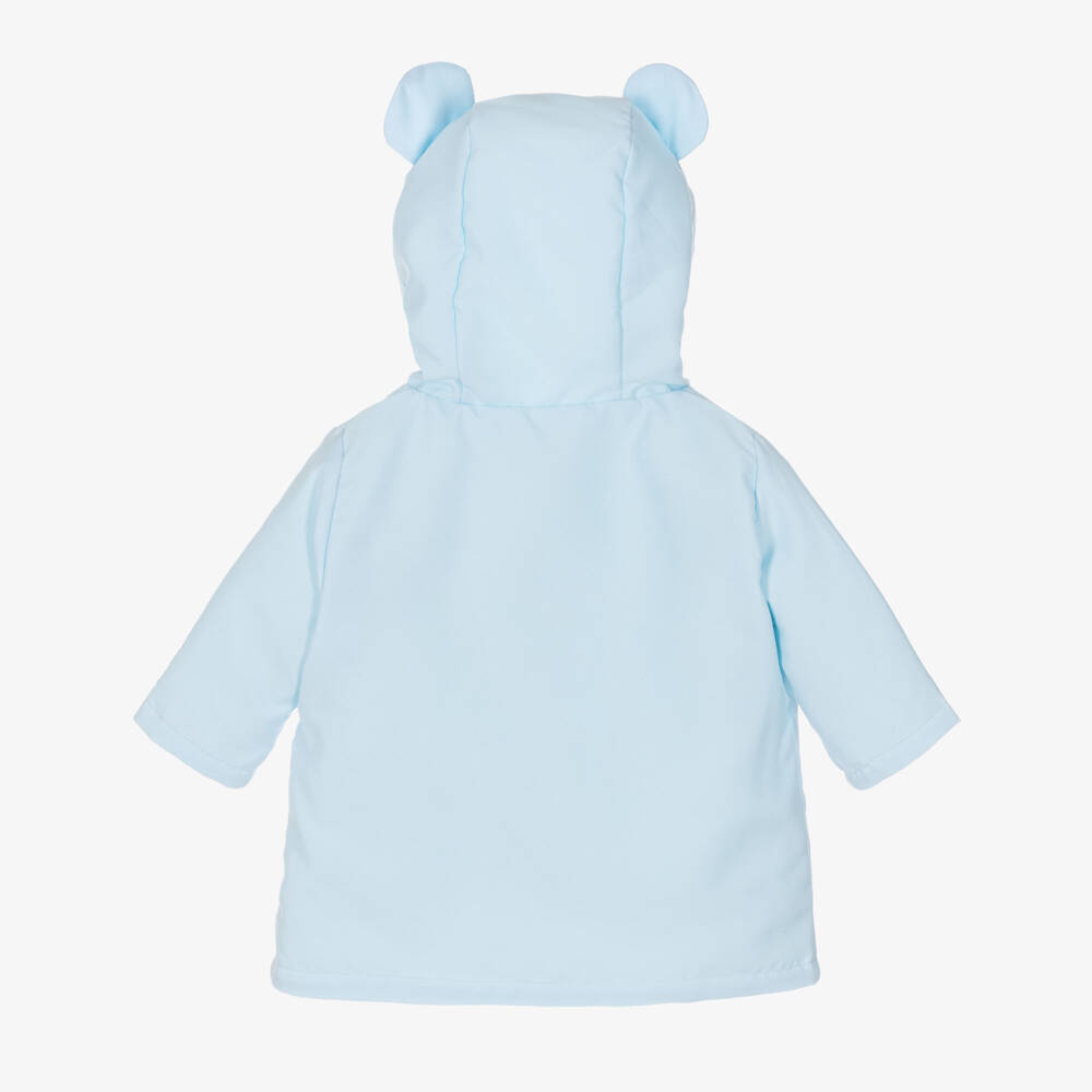 Emile et Rose-Baby Boys Blue Teddy Hooded Coat | Childrensalon