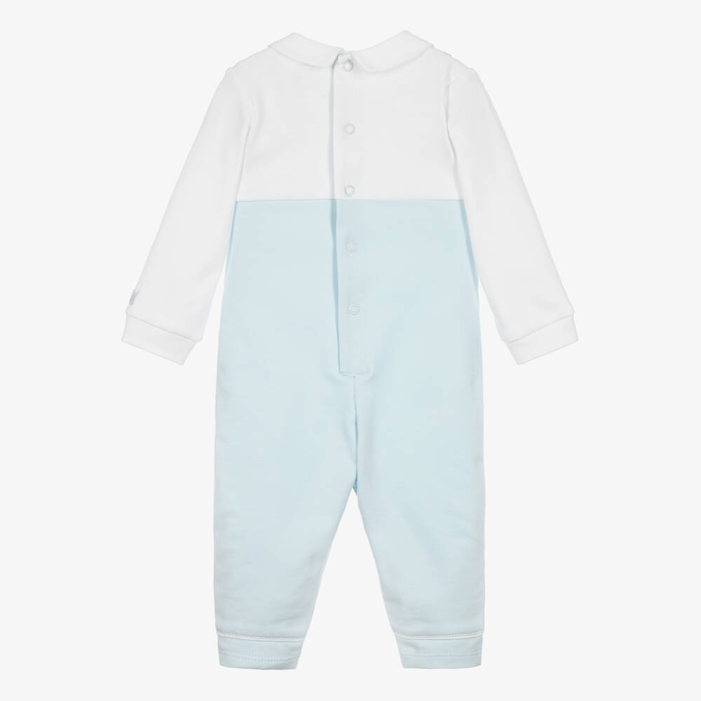 Emile et Rose-Baby Boys Blue & White Cotton Romper | Childrensalon
