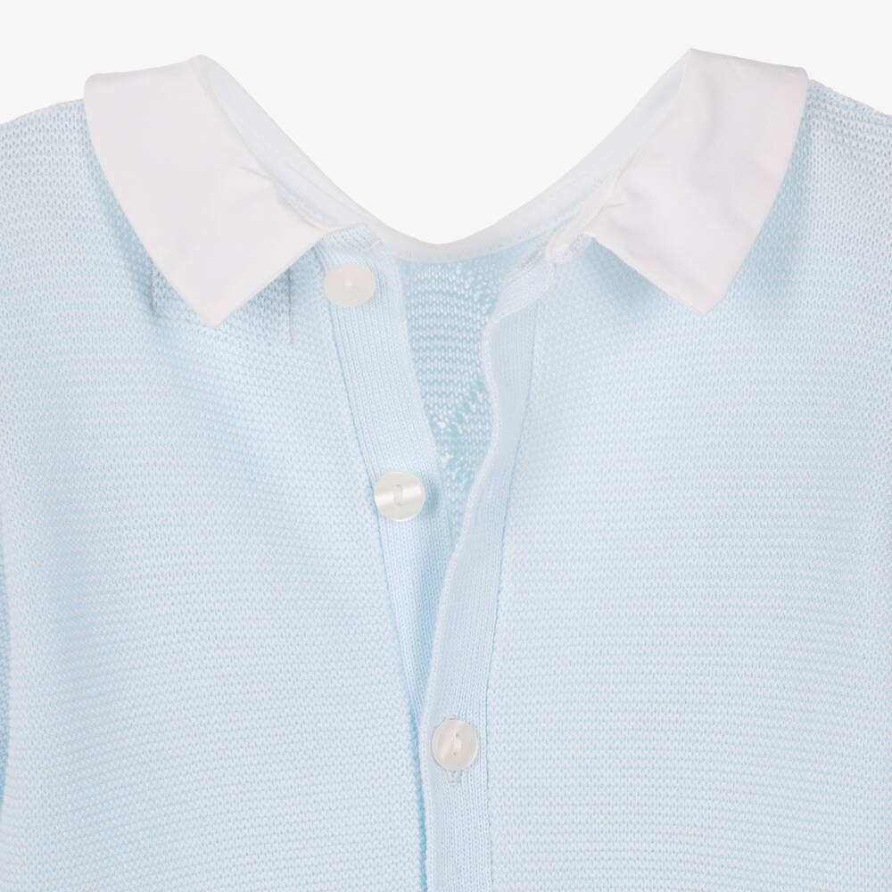 Emile et Rose-Baby Boys Cotton Knit Trouser Set in Light Blue | Childrensalon