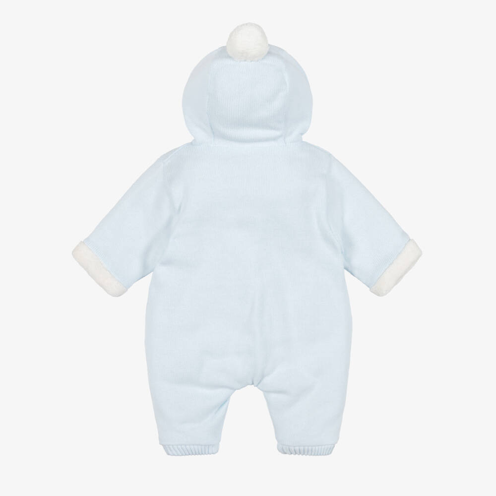 Emile et Rose-Baby Boys Pale Blue Cotton-Knit Pramsuit | Childrensalon