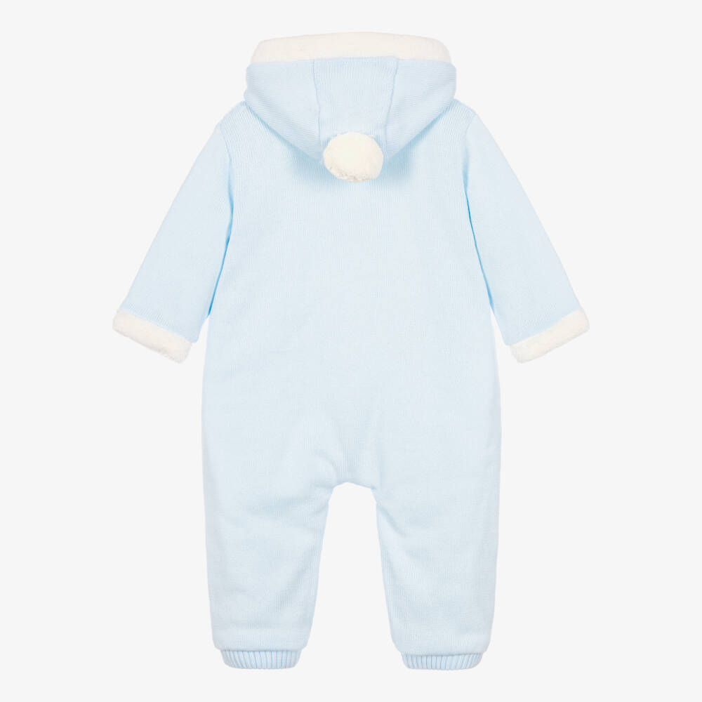 Emile et Rose-Baby Boys Pale Blue Cotton-Knit Pramsuit | Childrensalon