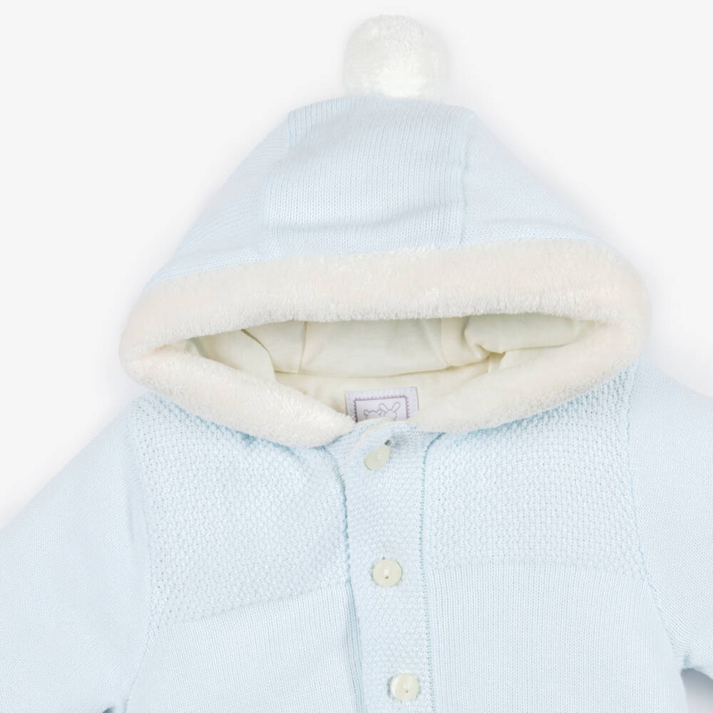 Emile et Rose-Baby Boys Pale Blue Cotton-Knit Pramsuit | Childrensalon