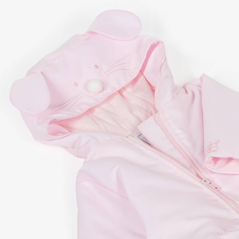 Emile et Rose-Baby Girls Pale Pink Bunny Hood Coat | Childrensalon