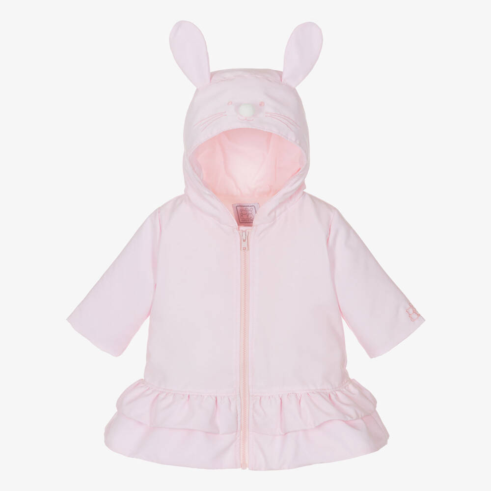 Emile et Rose-Baby Girls Pale Pink Bunny Hood Coat | Childrensalon