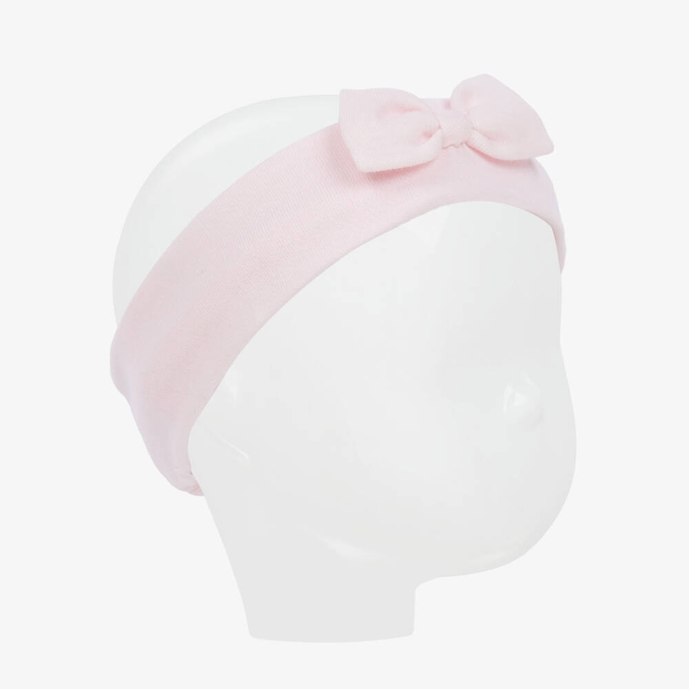 Emile et Rose-Baby Girls Pale Pink Cotton Bow Headband | Childrensalon