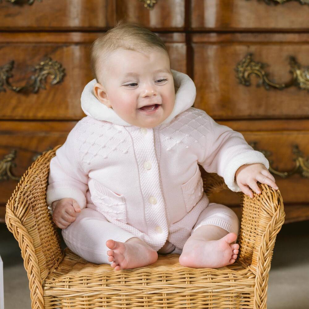 Emile et Rose-Baby Girls Pale Pink Cotton-Knit Pram Coat | Childrensalon