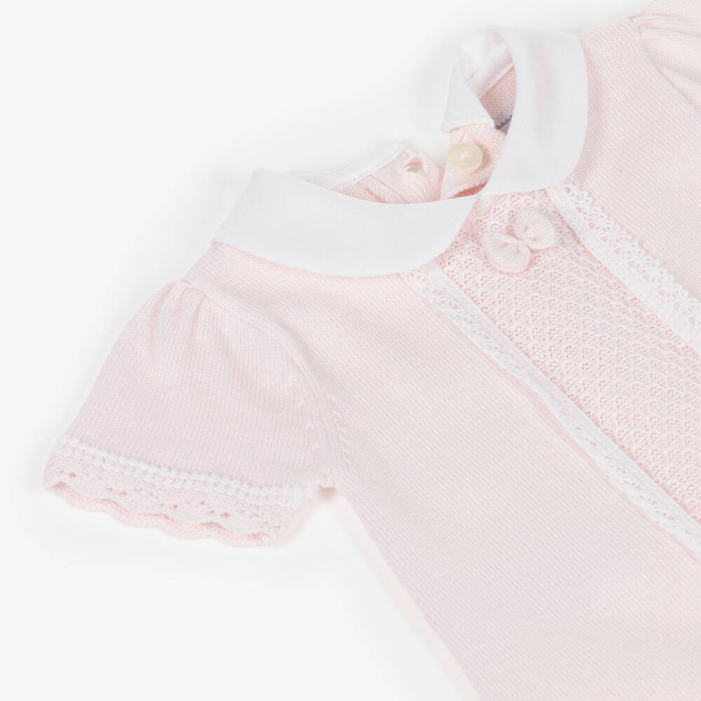 Emile et Rose-Baby Girls Pale Pink Cotton Knit Shortie | Childrensalon