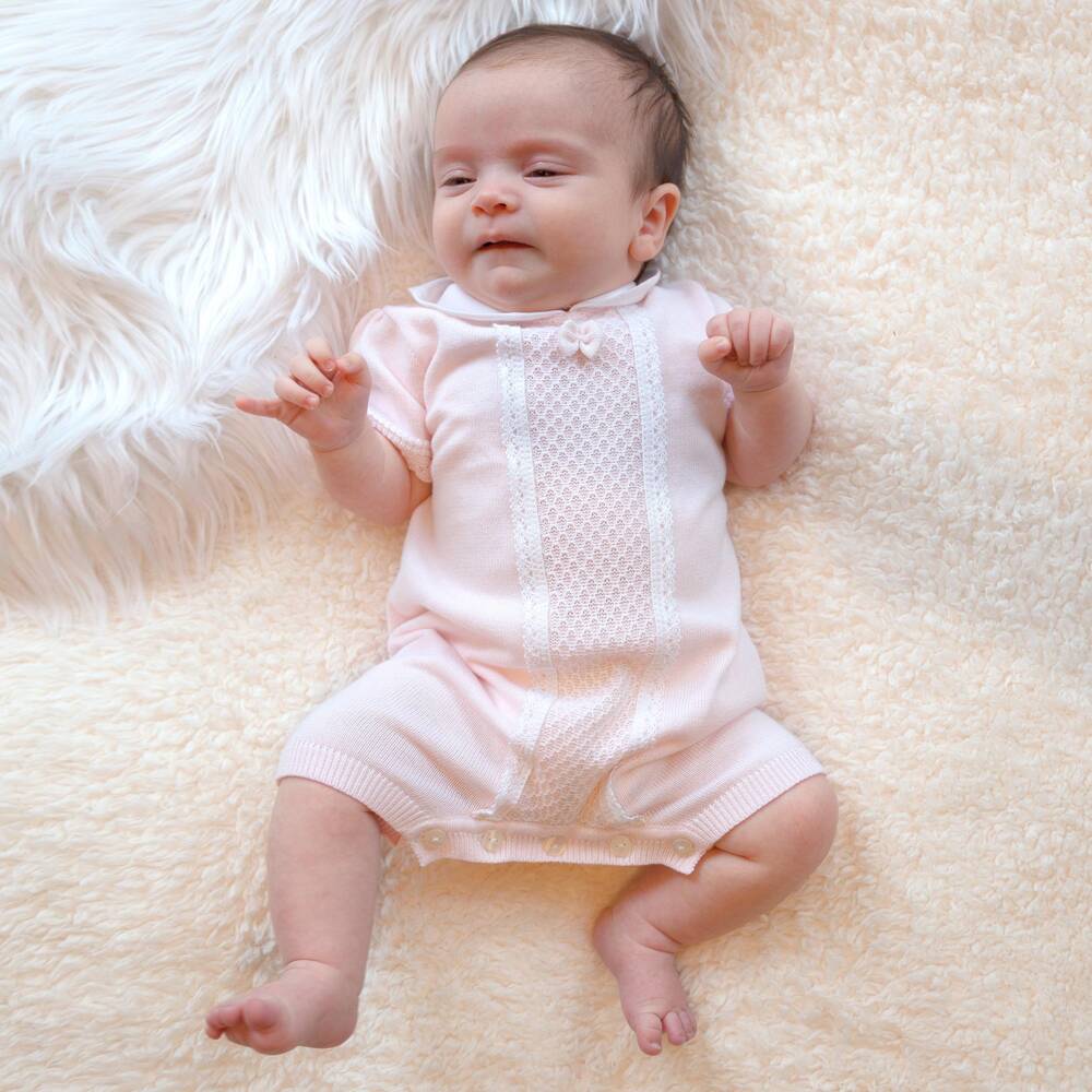 Emile et Rose-Baby Girls Pale Pink Cotton Knit Shortie | Childrensalon