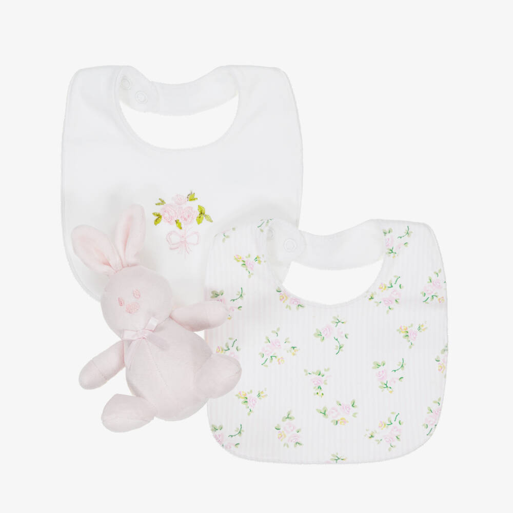 Emile et Rose-طقم هدية أرنب مع مرايل لون زهري | Childrensalon