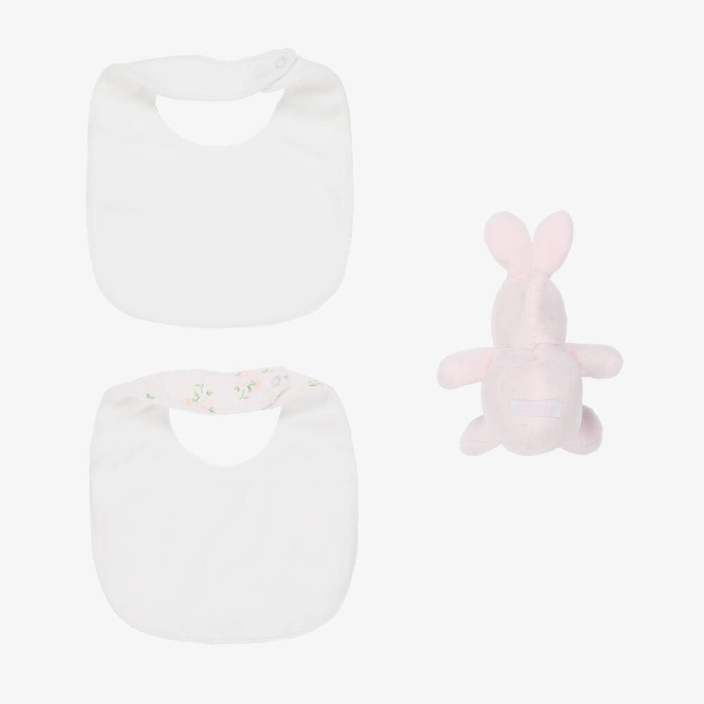 Emile et Rose-طقم هدية أرنب مع مرايل لون زهري | Childrensalon