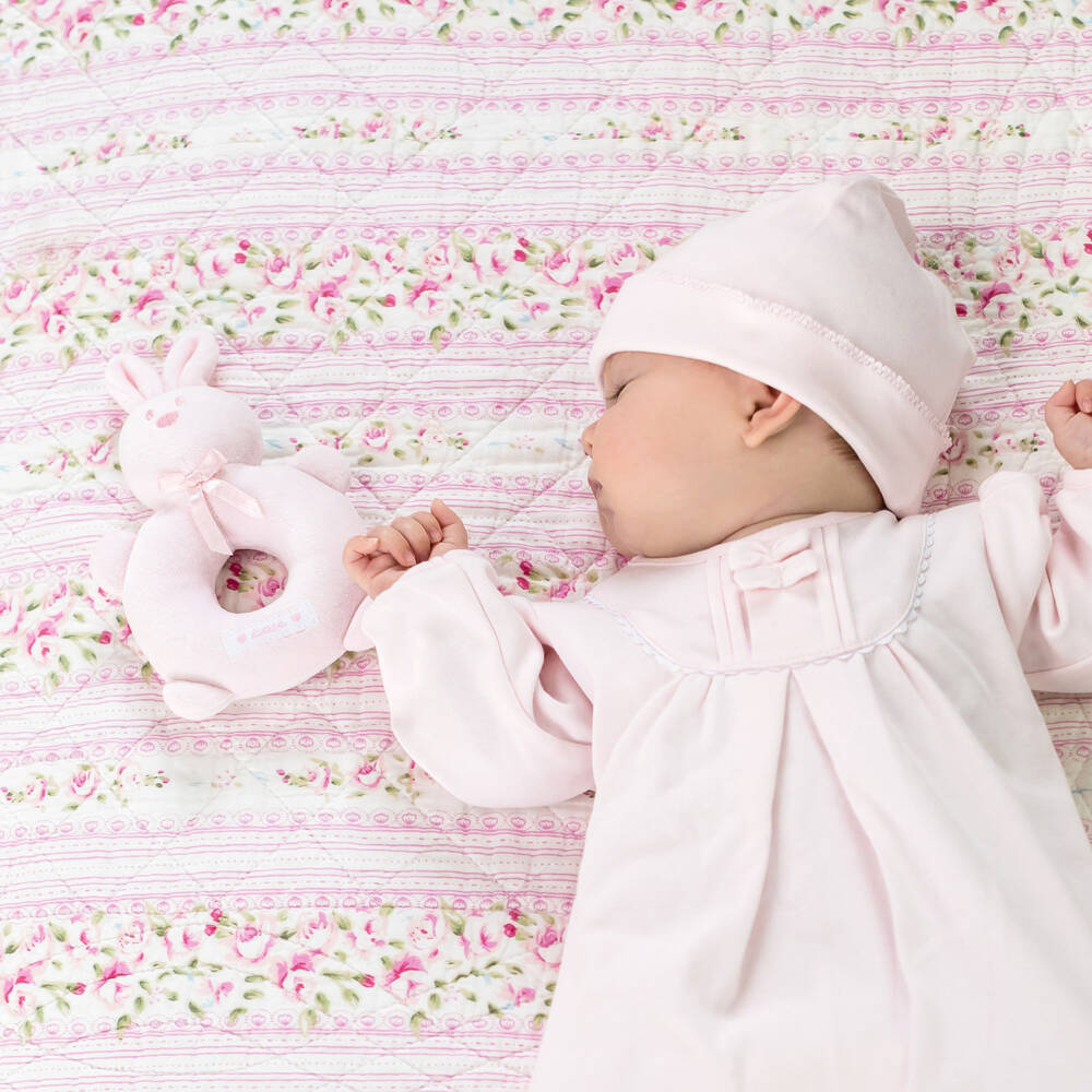 Emile et Rose-Baby Girls Pink Bunny Rattle Toy (14cm) | Childrensalon