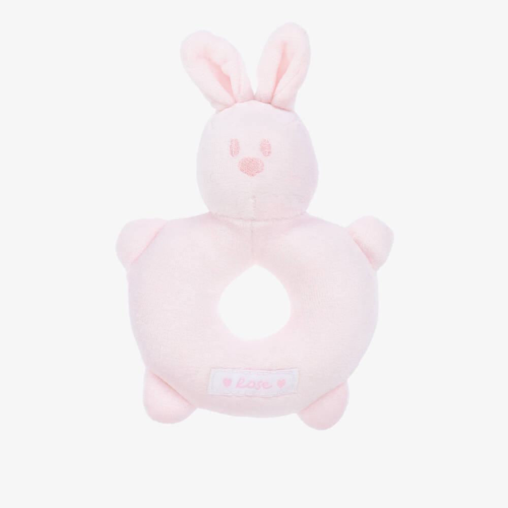 Emile et Rose-Baby Girls Pink Bunny Rattle Toy (14cm) | Childrensalon