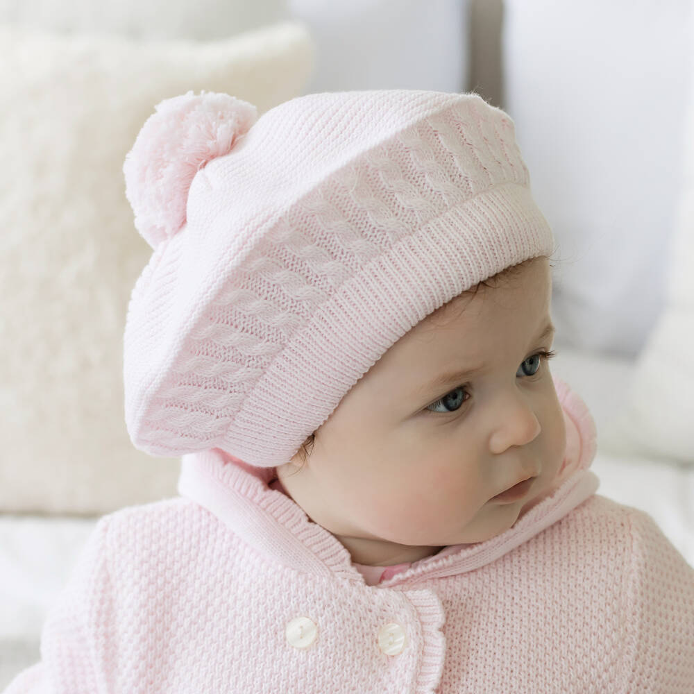 Emile et Rose-Baby Girls Pink Cotton Beret | Childrensalon