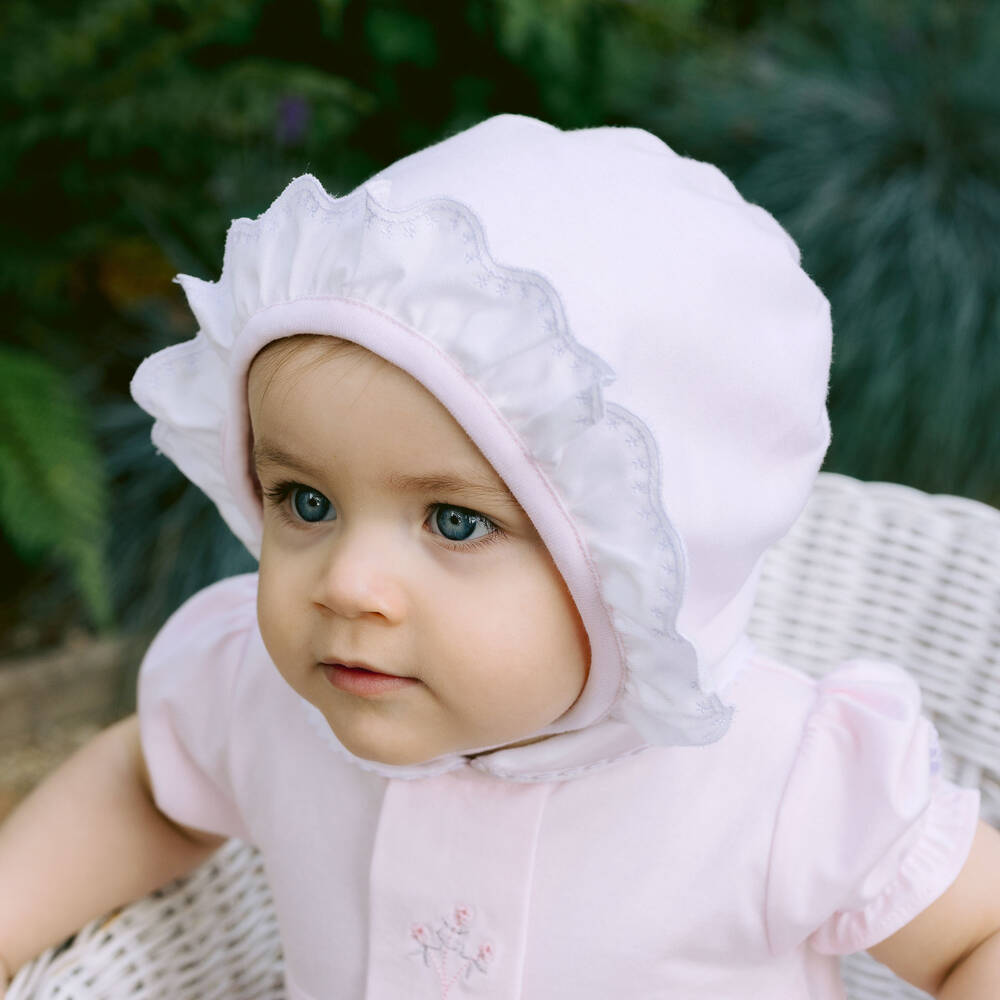 Emile et Rose-Baby Girls Pink Cotton Bonnet | Childrensalon