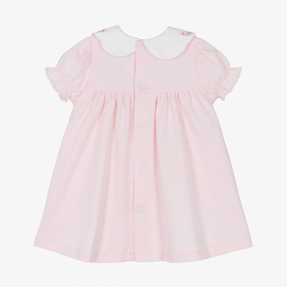 Emile et Rose-Baby Girls Pink Cotton Dress with Pintuck Pleating | Childrensalon