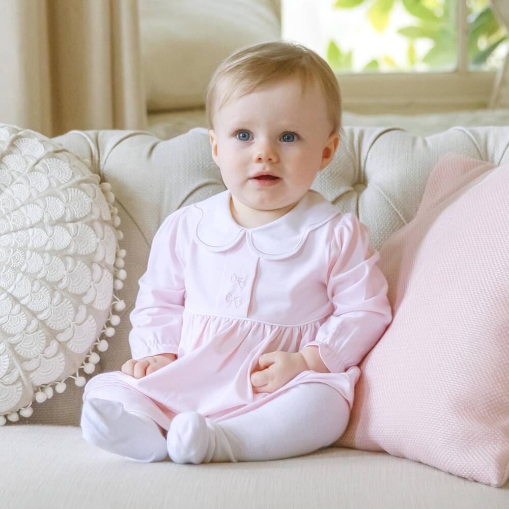 Emile et Rose-Baby Girls Pink Cotton Jersey Dress & Tights Set | Childrensalon