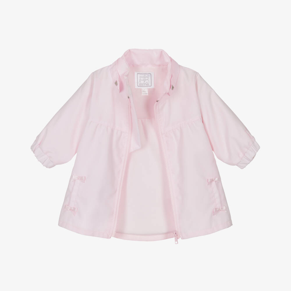 Emile et Rose-Baby Girls Pink Hooded Coat | Childrensalon
