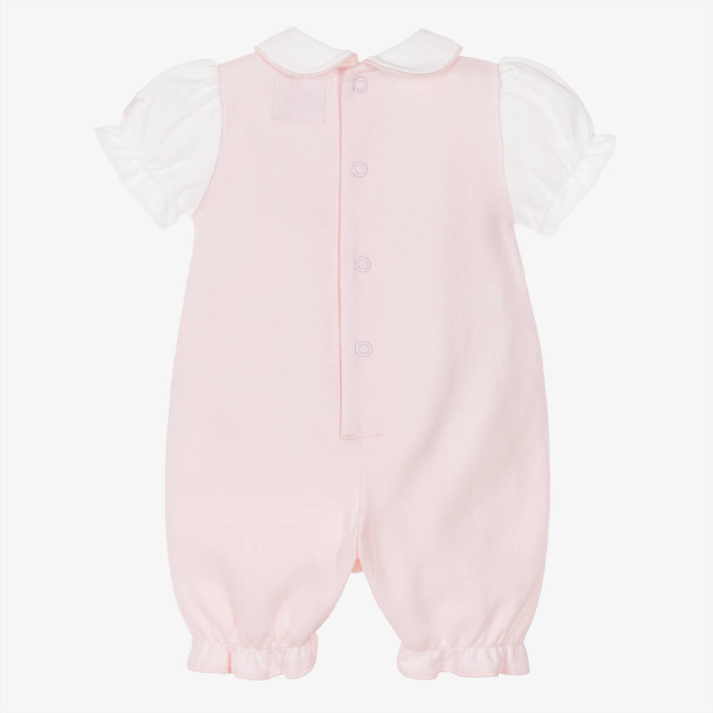 Emile et Rose-Baby Girls Pink & White Shortie with Scalloped Front | Childrensalon