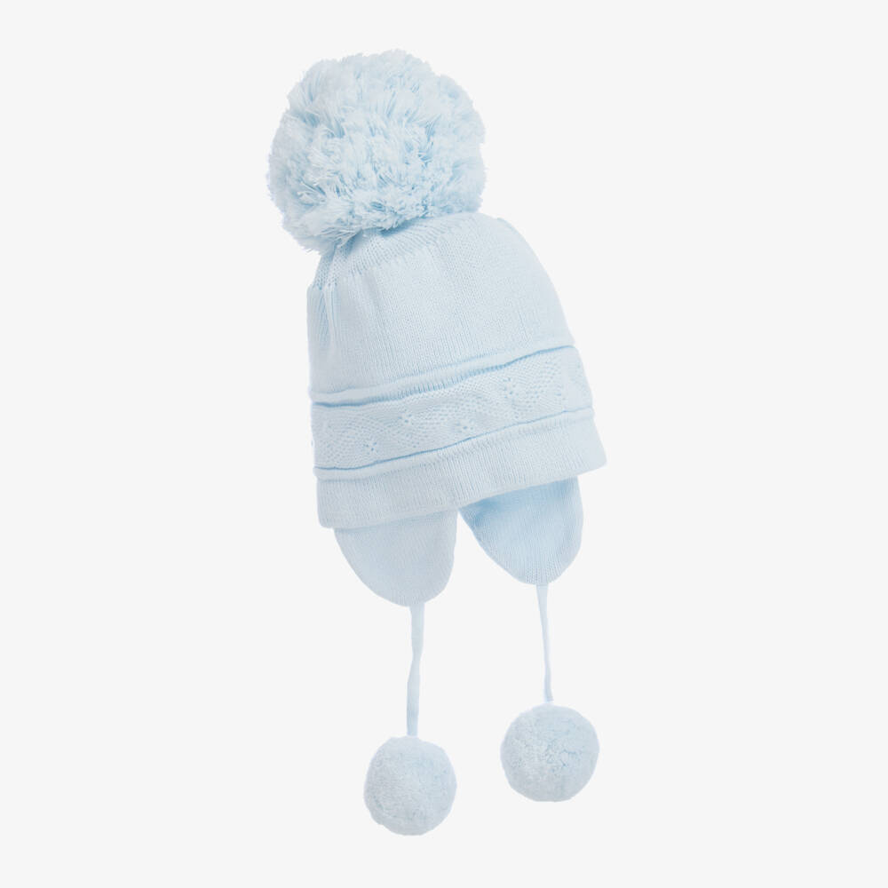 Emile et Rose-Blue Knitted Pom-Pom Baby Hat | Childrensalon