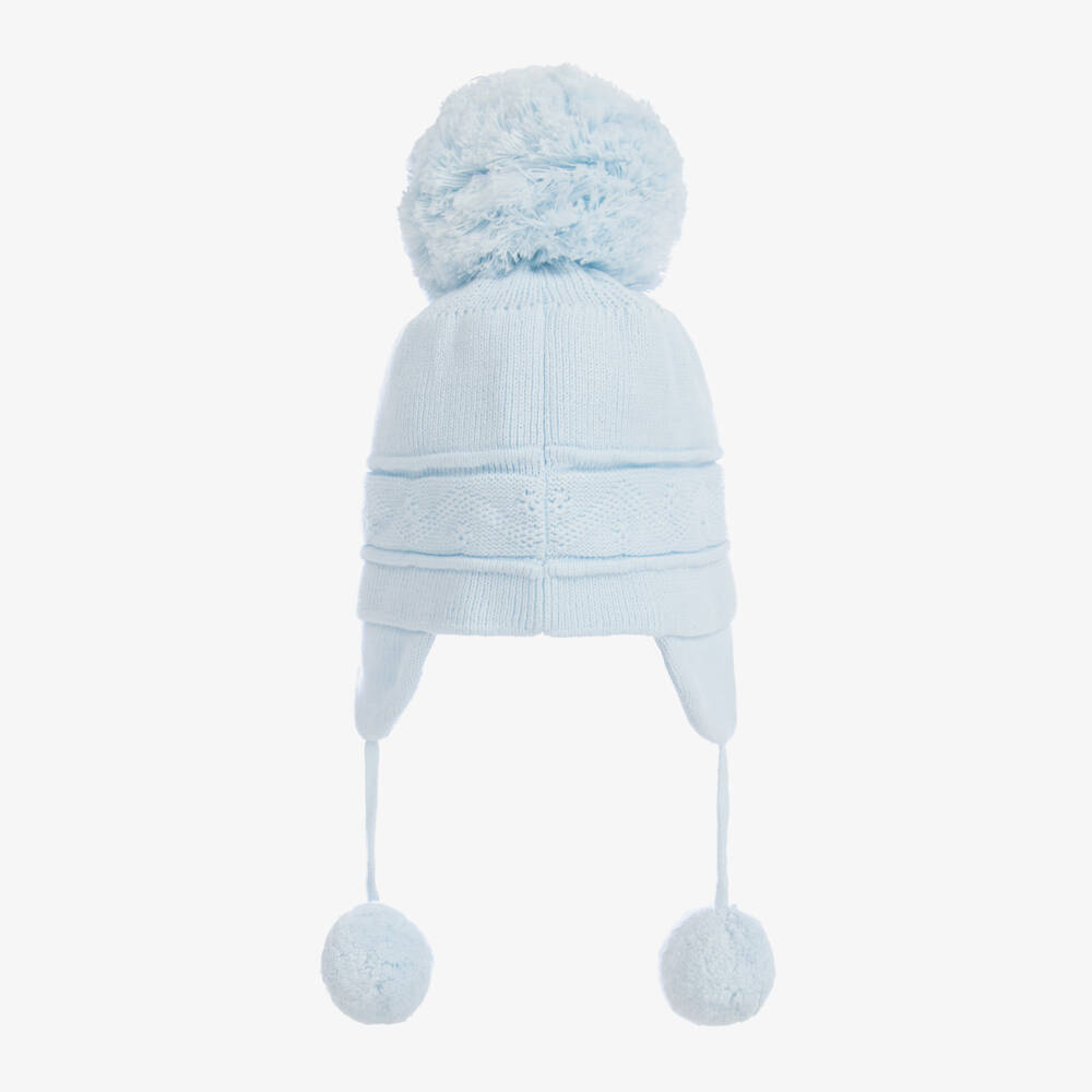 Emile et Rose-Blue Knitted Pom-Pom Baby Hat | Childrensalon