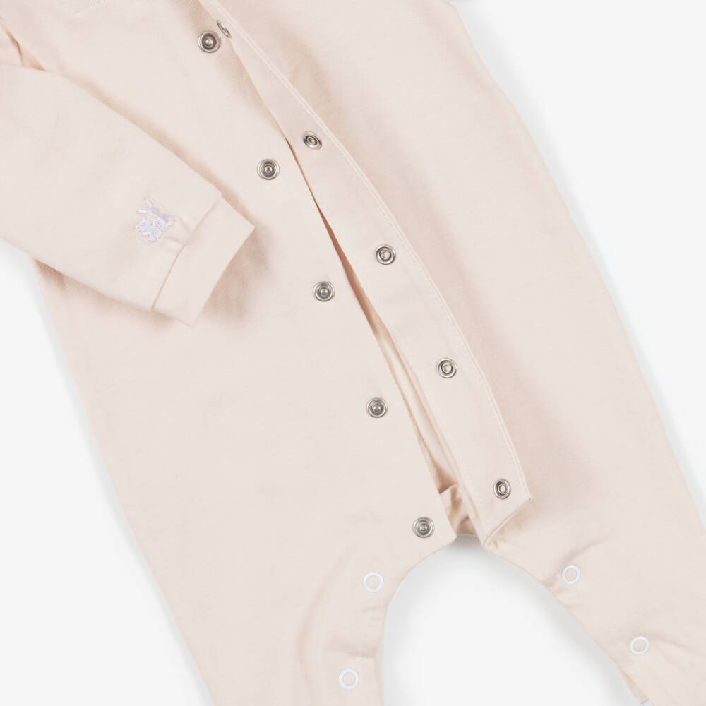 Emile et Rose-Boys Beige Cotton Babygrow with Embroidered Teddies | Childrensalon