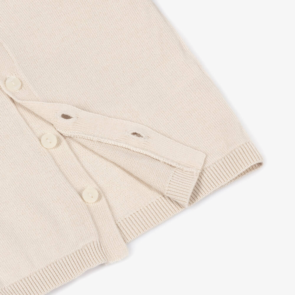 Emile et Rose-Boys Beige Cotton-Knit Teddy Shorts Set | Childrensalon