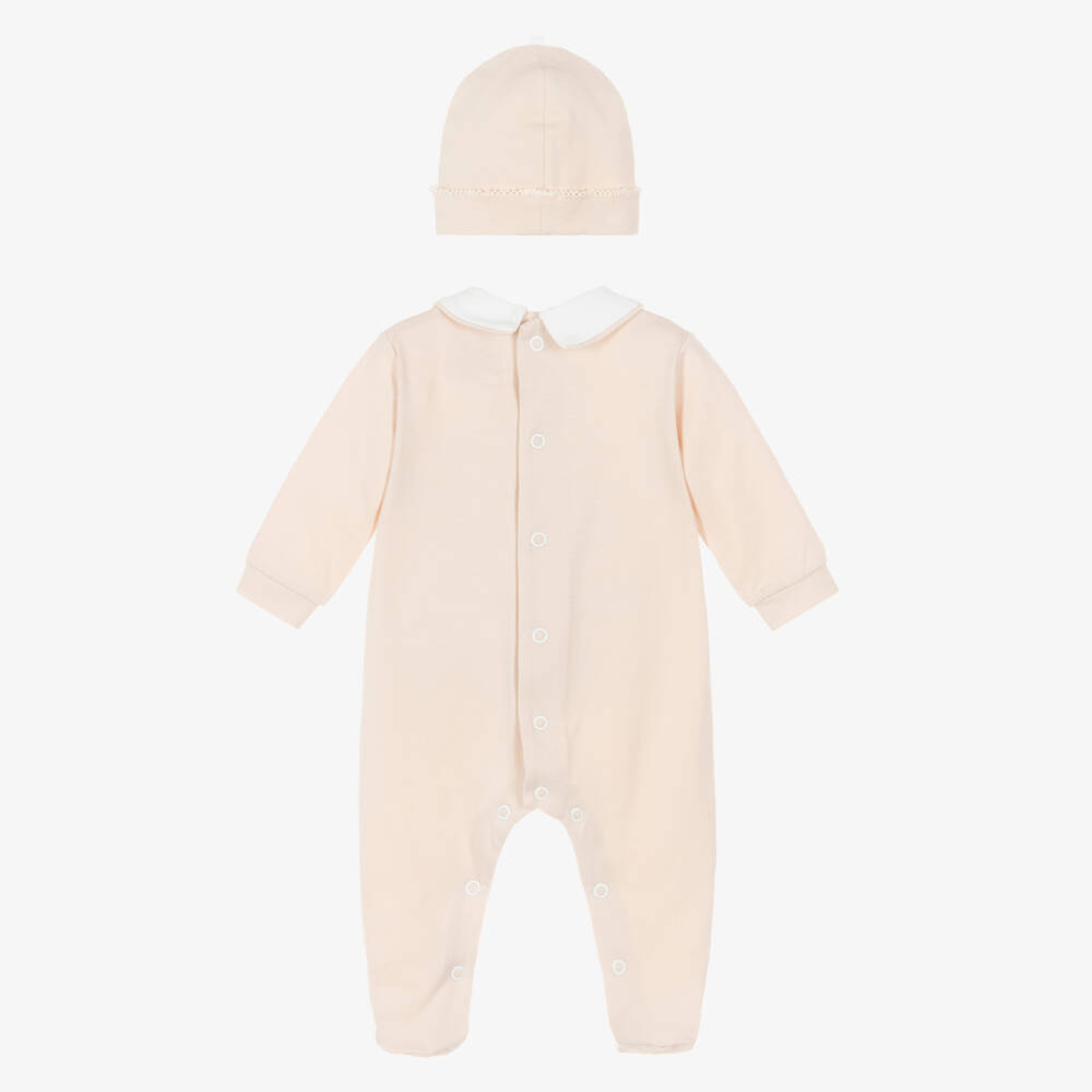 Emile et Rose-Boys Beige Cotton Teddy Babygrow & Hat Set | Childrensalon