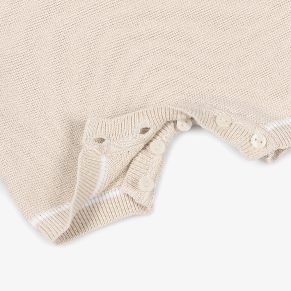 Emile et Rose-Boys Beige & White Cotton-Knit Shortie | Childrensalon