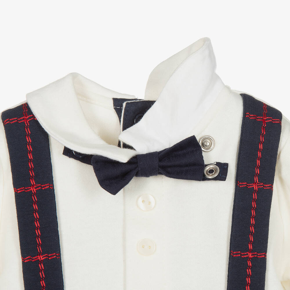 Emile et Rose-Boys Blue Check Babygrow | Childrensalon