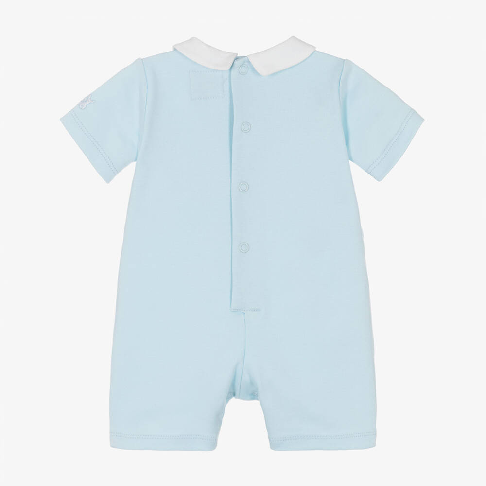 Emile et Rose-Boys Blue Cotton Embroidered Shortie | Childrensalon