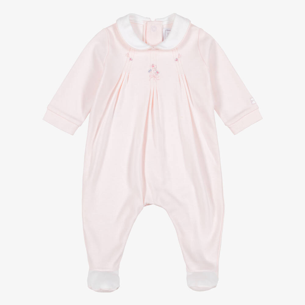 Emile et Rose-Girls Ivory & Pink Cotton Babygrows (2 Pack) | Childrensalon