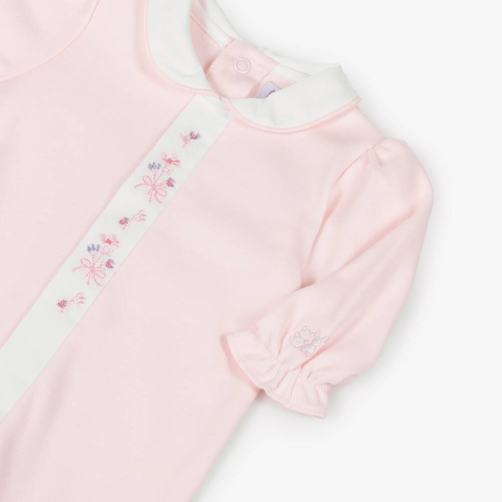 Emile et Rose-Girls Pale Pink Cotton Babygrow & Hat Set | Childrensalon