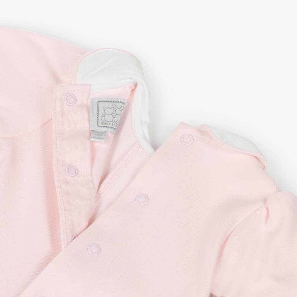 Emile et Rose-Girls Pale Pink Cotton Babygrow & Hat Set | Childrensalon