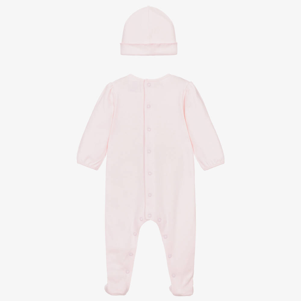 Emile et Rose-Girls Pink Cotton Babygrow & Hat Set | Childrensalon