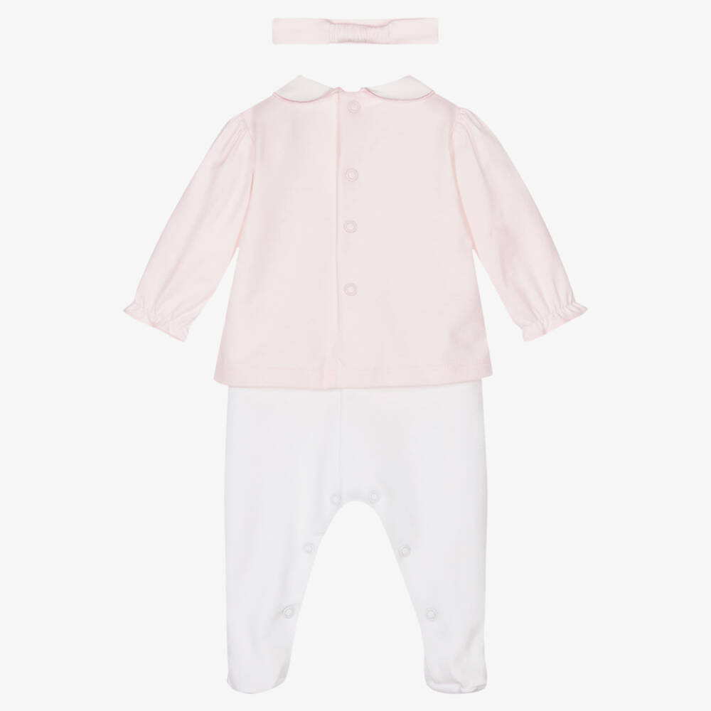 Emile et Rose-Girls Pink Cotton Babysuit Set | Childrensalon