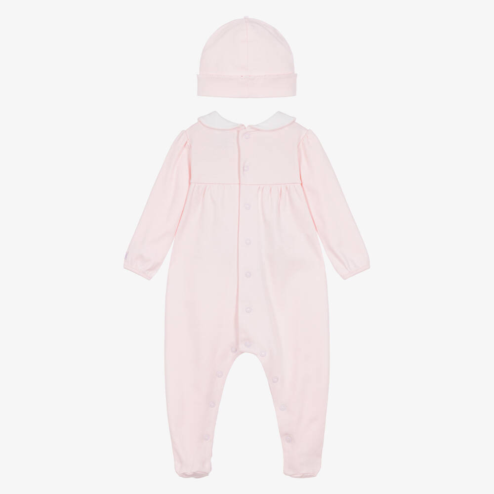 Emile et Rose-Girls Pink Cotton Babysuit Set with Scalloped Trim | Childrensalon
