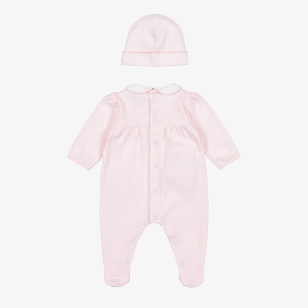 Emile et Rose-Girls Pink Cotton Babysuit Set with Scalloped Trim | Childrensalon