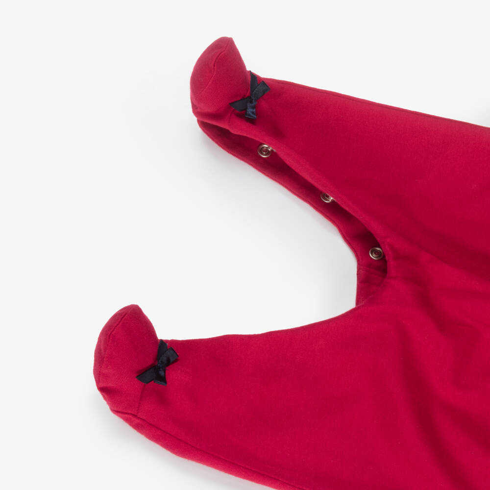 Emile et Rose-Girls Red Cotton Babygrow with Tartan Bows | Childrensalon