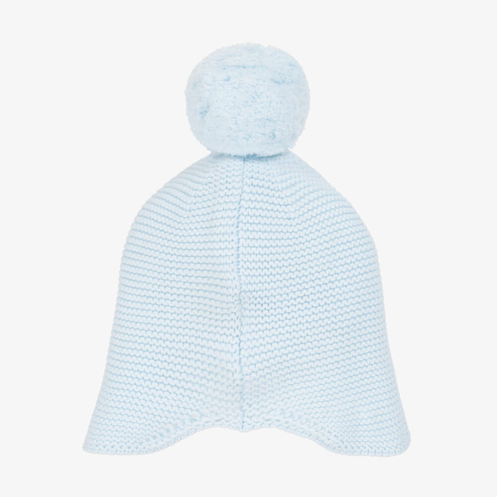 Emile et Rose-Pale Blue Knitted Cotton Pom-Pom Hat | Childrensalon