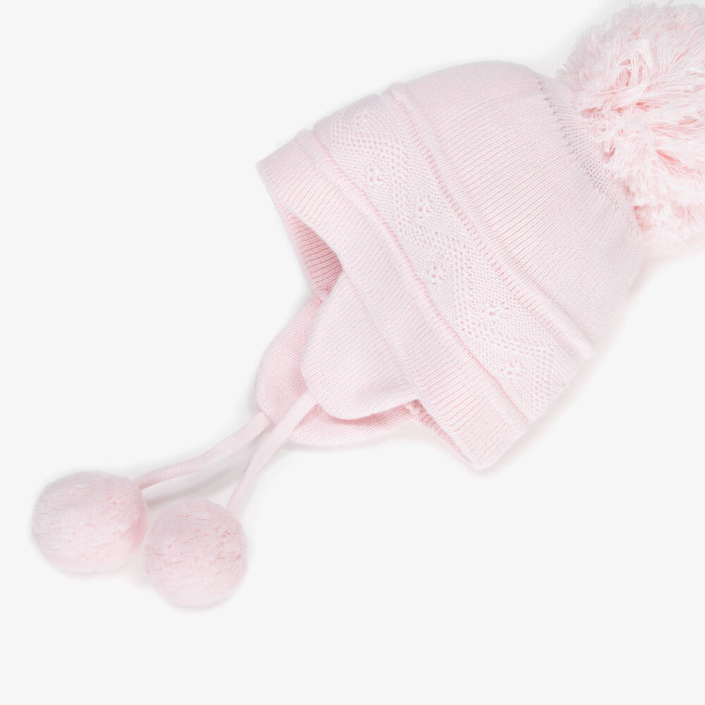 Emile et Rose-Шапочка розовая из хлопкового трикотажа с помпоном | Childrensalon