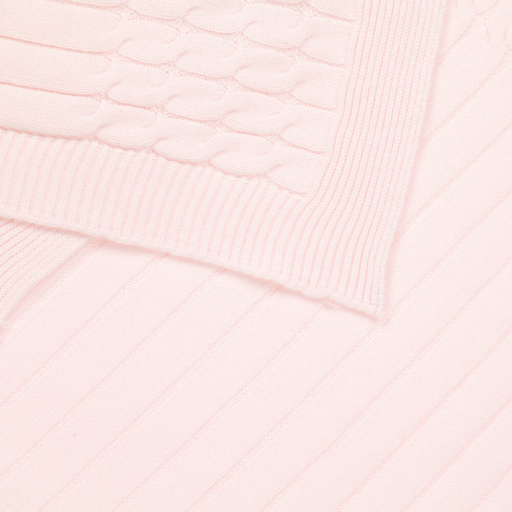 Emile et Rose-Pink Knitted Cotton Blanket (96cm) | Childrensalon