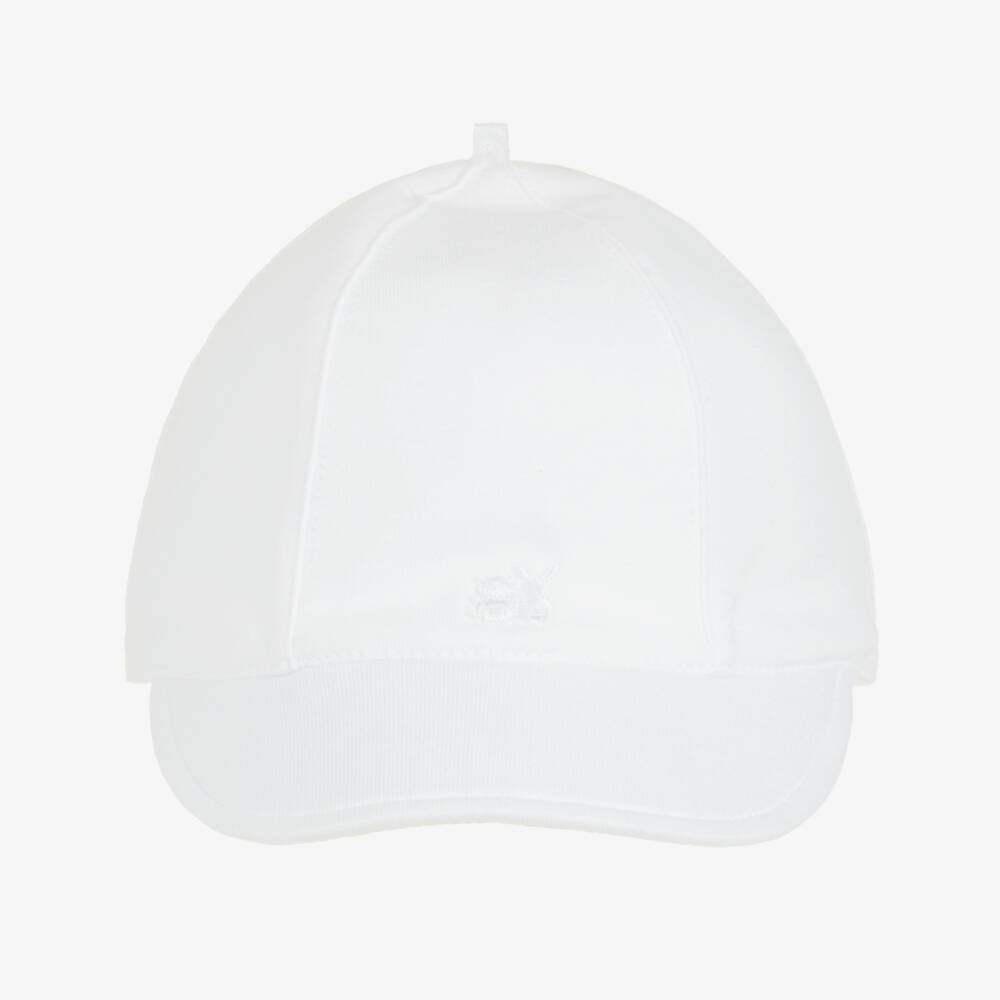 Emile et Rose-قبعة شمس قطن جيرسي لون أبيض للأطفال | Childrensalon