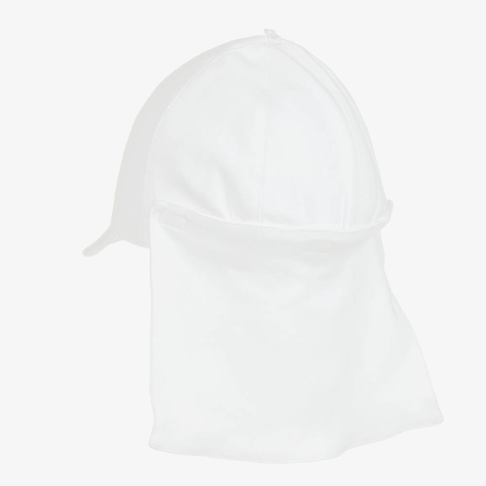 Emile et Rose-قبعة شمس قطن جيرسي لون أبيض للأطفال | Childrensalon