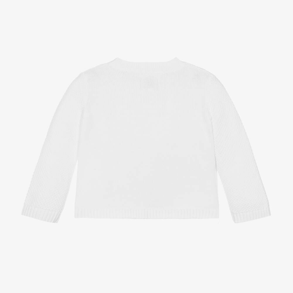 Emile et Rose-White Cotton Knitted Baby Cardigan | Childrensalon