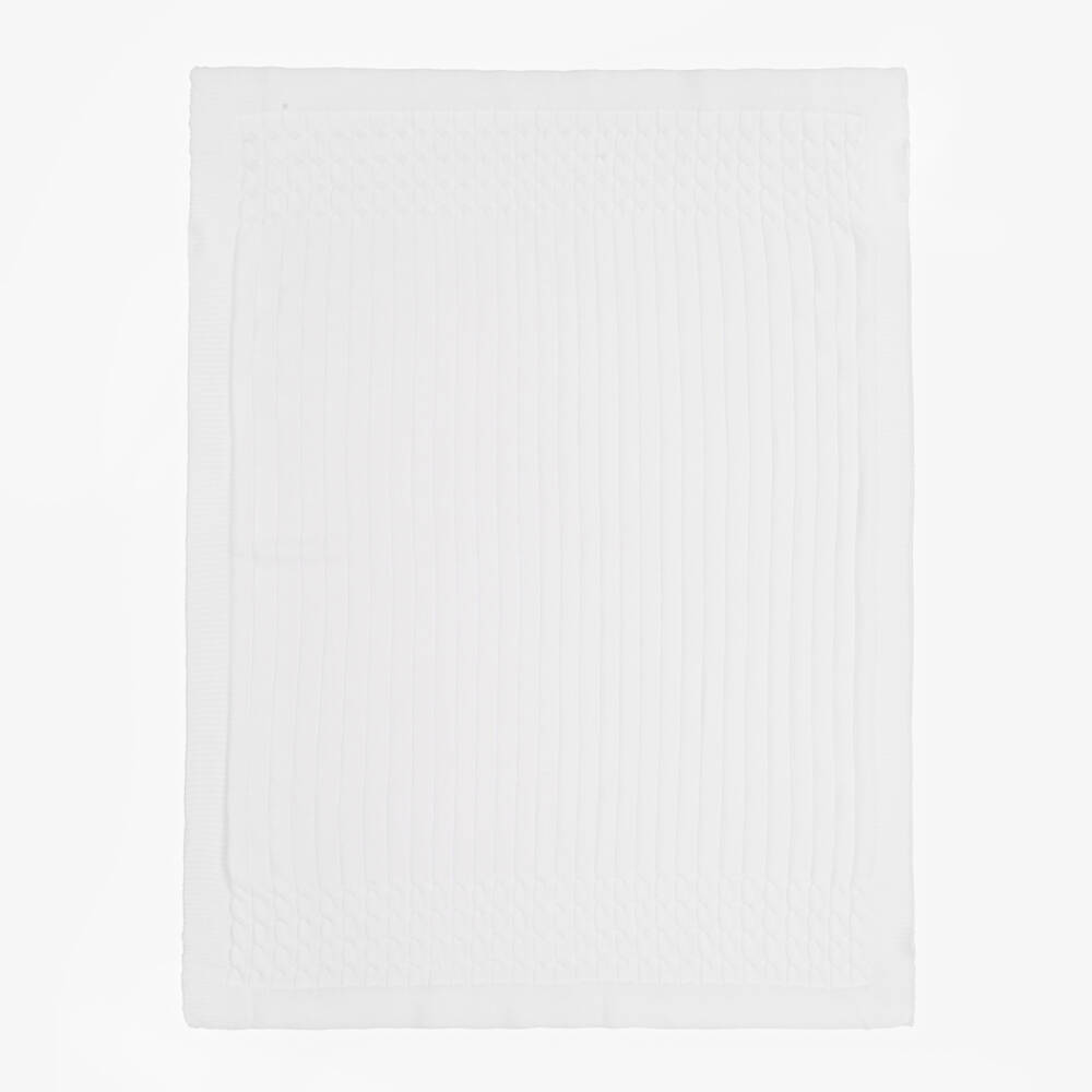 Emile et Rose-بطانية قطن محبوك لون أبيض (96 سم) | Childrensalon
